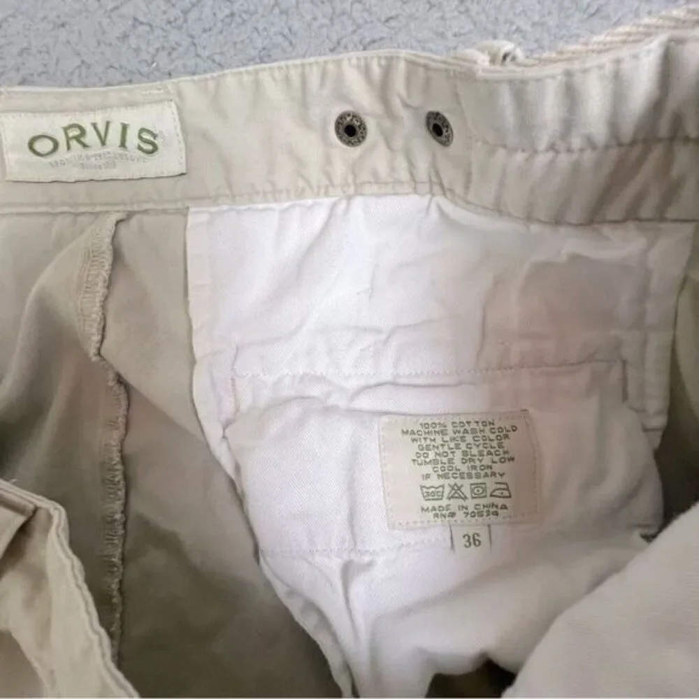 ORVIS MENS CARGO PANTS TAN SIZE 36
